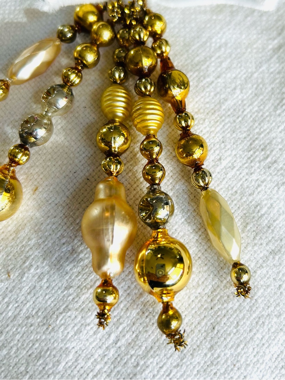 Mini Vintage Repurposed holiday Christmas ornaments, mercury Glass bead icicle - Picture 2 of 5